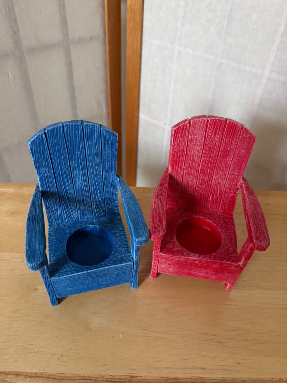 Mini Adirondack Chair Tealight Candle Holders - Blue & Red